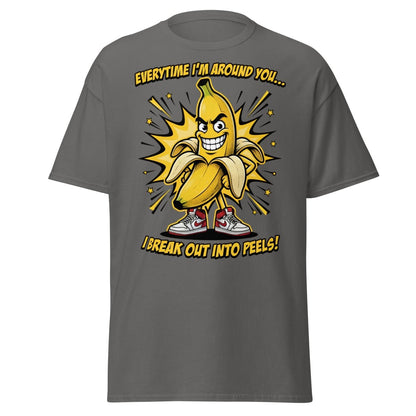 Funny Banana Peel Pun T-Shirt – Break Out Into Peels Tee - Charcoal - TeeRipple