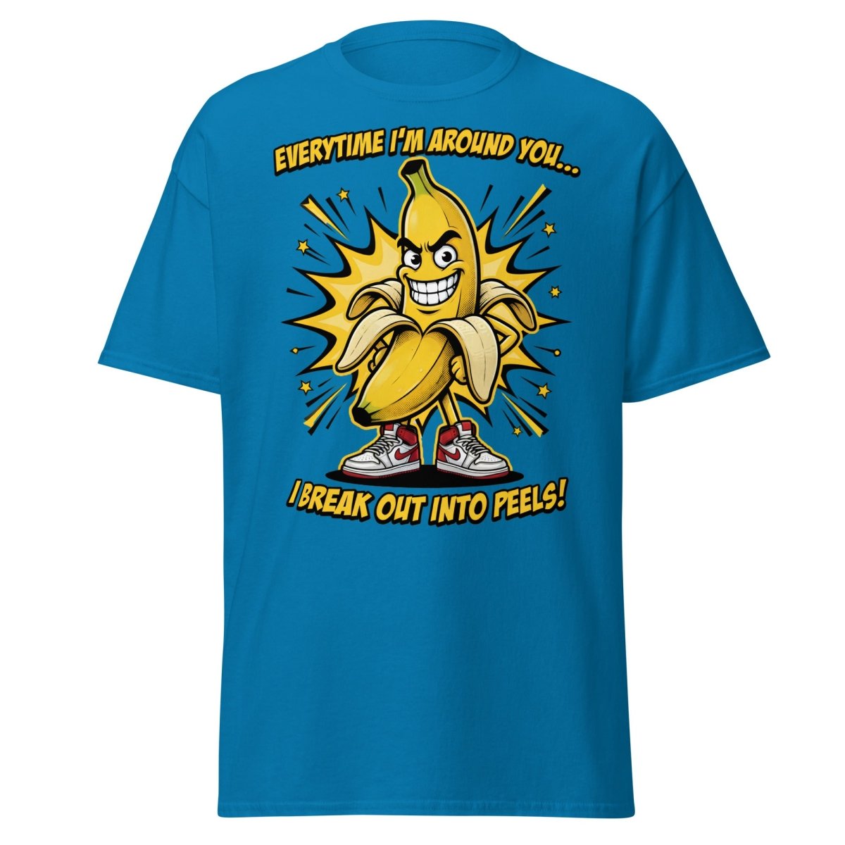 Funny Banana Peel Pun T-Shirt – Break Out Into Peels Tee - Sapphire - TeeRipple