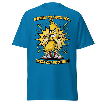 Funny Banana Peel Pun T-Shirt – Break Out Into Peels Tee - Sapphire - TeeRipple