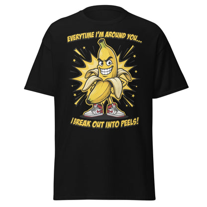 Funny Banana Peel Pun T-Shirt – Break Out Into Peels Tee - Black - TeeRipple