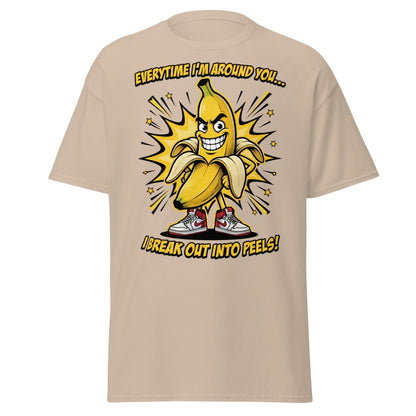 Funny Banana Peel Pun T-Shirt – Break Out Into Peels Tee - Sand - TeeRipple