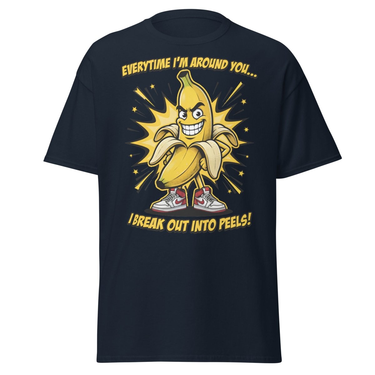 Funny Banana Peel Pun T-Shirt – Break Out Into Peels Tee - Navy - TeeRipple