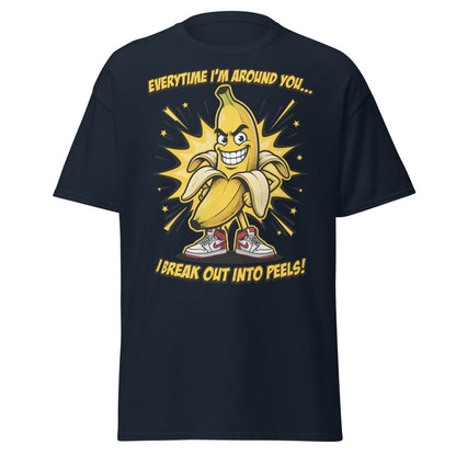 Funny Banana Peel Pun T-Shirt – Break Out Into Peels Tee - Navy - TeeRipple