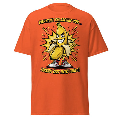 Funny Banana Peel Pun T-Shirt – Break Out Into Peels Tee - Orange - TeeRipple