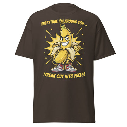 Funny Banana Peel Pun T-Shirt – Break Out Into Peels Tee - Dark Chocolate - TeeRipple
