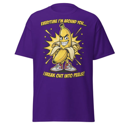 Funny Banana Peel Pun T-Shirt – Break Out Into Peels Tee - Purple - TeeRipple