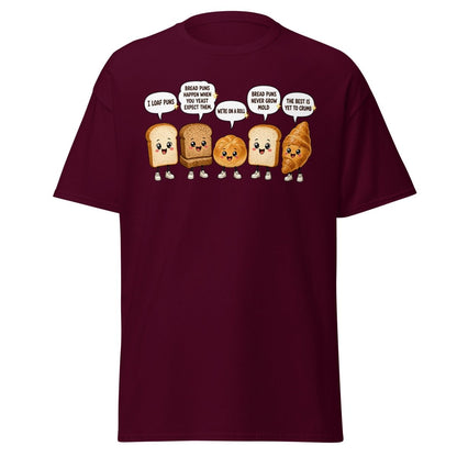 Funny Bread Puns T-Shirt – Cute Baking Humor Tee - Maroon - TeeRipple