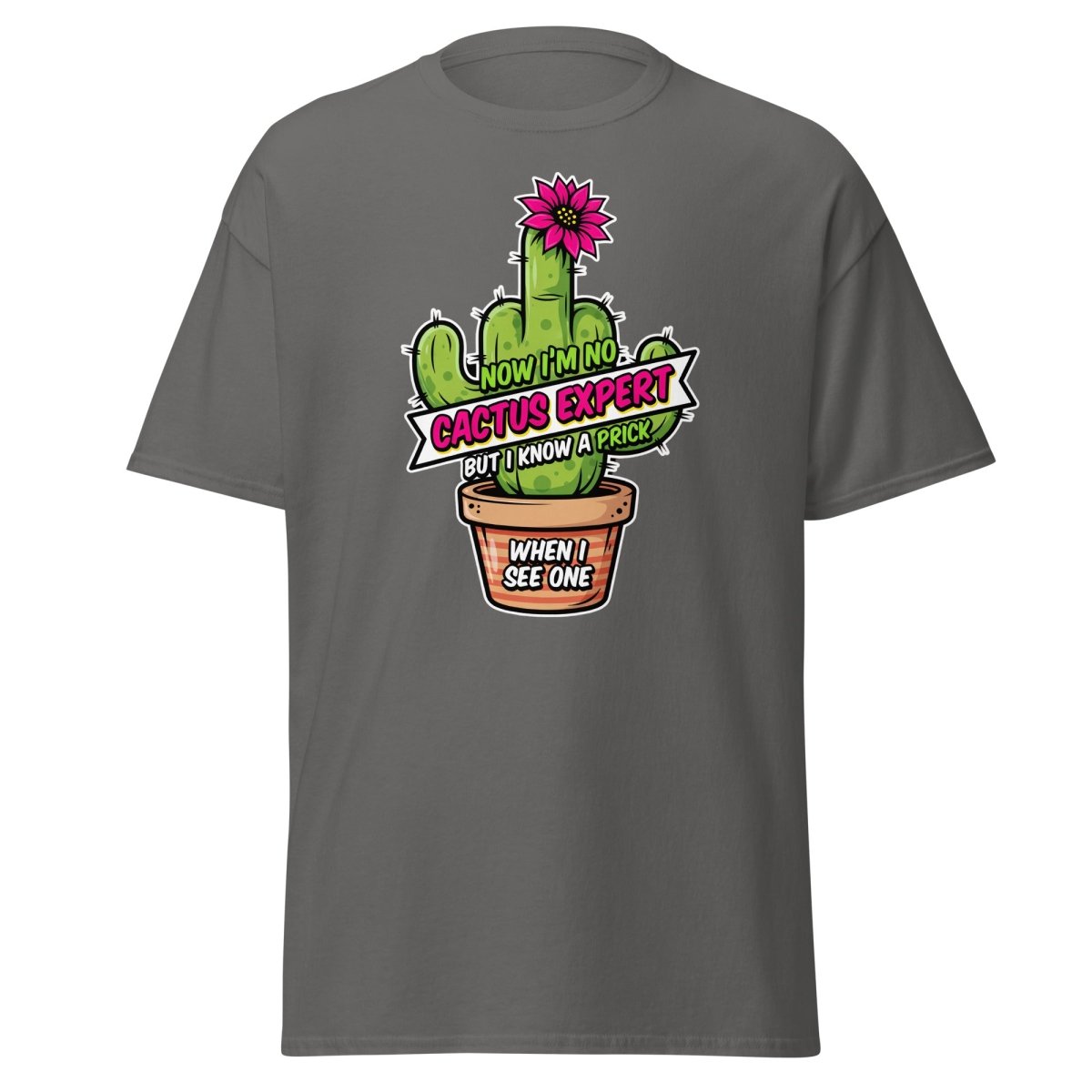 Funny Cactus Prick T-Shirt | "I Know a Prick When I See One" Pun Tee - Charcoal - TeeRipple