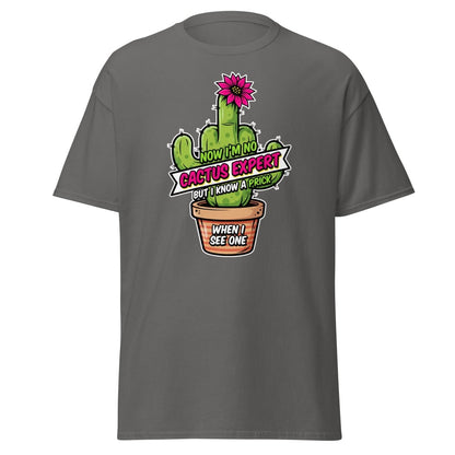 Funny Cactus Prick T-Shirt | "I Know a Prick When I See One" Pun Tee - Charcoal - TeeRipple