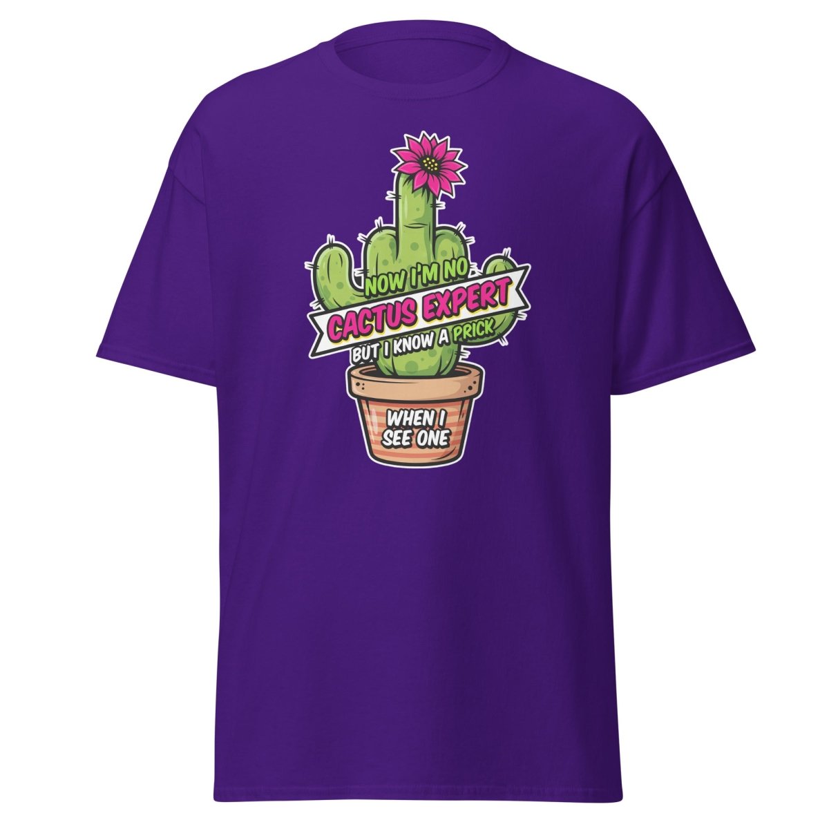 Funny Cactus Prick T-Shirt | "I Know a Prick When I See One" Pun Tee - Purple - TeeRipple