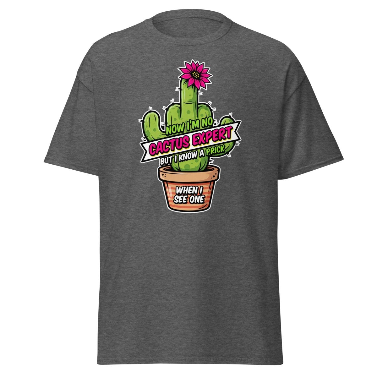 Funny Cactus Prick T-Shirt | "I Know a Prick When I See One" Pun Tee - Dark Heather - TeeRipple