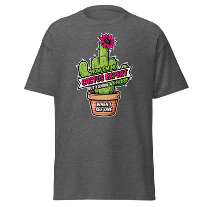 Funny Cactus Prick T-Shirt | "I Know a Prick When I See One" Pun Tee - Dark Heather - TeeRipple