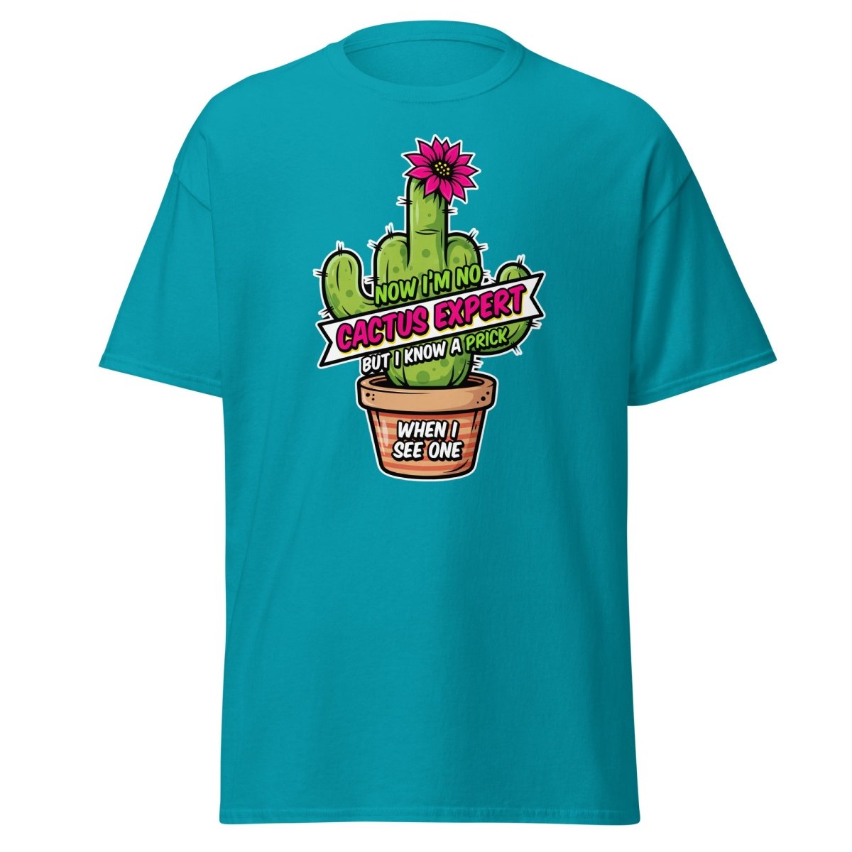 Funny Cactus Prick T-Shirt | "I Know a Prick When I See One" Pun Tee - Tropical Blue - TeeRipple