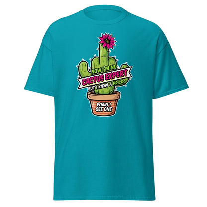 Funny Cactus Prick T-Shirt | "I Know a Prick When I See One" Pun Tee - Tropical Blue - TeeRipple