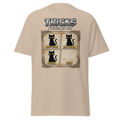 Funny Cat Tricks T-Shirt - Tricks I Teach My Cat - Sand - TeeRipple
