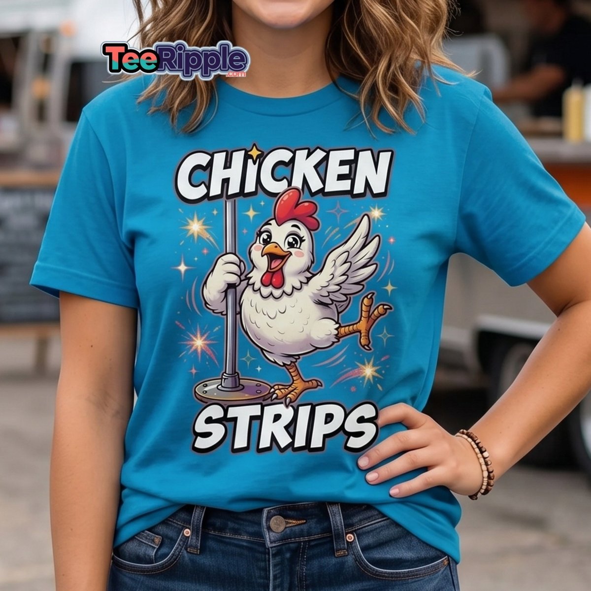 Funny Chicken Strips Pole Dancing Chicken T-Shirt - Maroon - TeeRipple