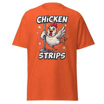 Funny Chicken Strips Pole Dancing Chicken T-Shirt - Orange - TeeRipple