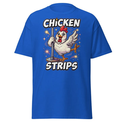 Funny Chicken Strips Pole Dancing Chicken T-Shirt - Royal - TeeRipple