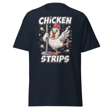 Funny Chicken Strips Pole Dancing Chicken T-Shirt - Navy - TeeRipple
