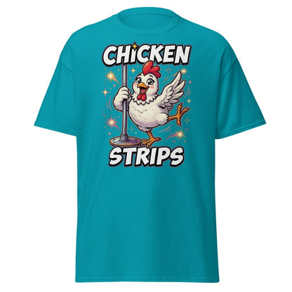 Funny Chicken Strips Pole Dancing Chicken T-Shirt - Tropical Blue - TeeRipple