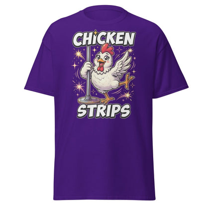 Funny Chicken Strips Pole Dancing Chicken T-Shirt - Purple - TeeRipple