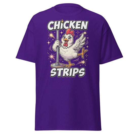 Funny Chicken Strips Pole Dancing Chicken T-Shirt - Purple - TeeRipple