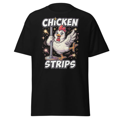 Funny Chicken Strips Pole Dancing Chicken T-Shirt - Black - TeeRipple
