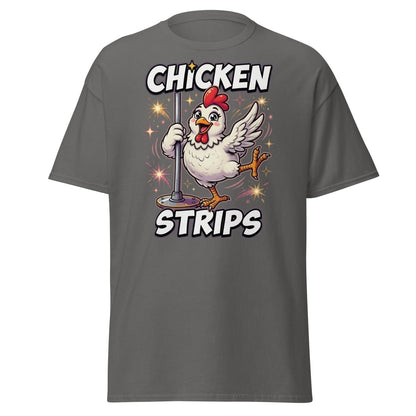 Funny Chicken Strips Pole Dancing Chicken T-Shirt - Charcoal - TeeRipple