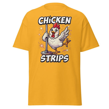 Funny Chicken Strips Pole Dancing Chicken T-Shirt - Gold - TeeRipple