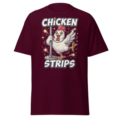 Funny Chicken Strips Pole Dancing Chicken T-Shirt - Maroon - TeeRipple