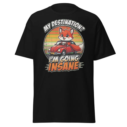 Funny Fox "I'm Going Insane" T-Shirt – Retro Road Trip Tee - Black - TeeRipple