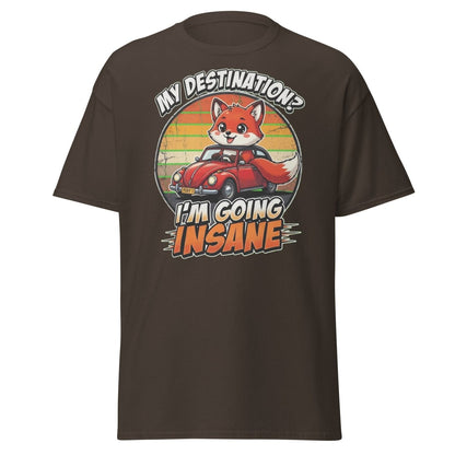 Funny Fox "I'm Going Insane" T-Shirt – Retro Road Trip Tee - Dark Chocolate - TeeRipple