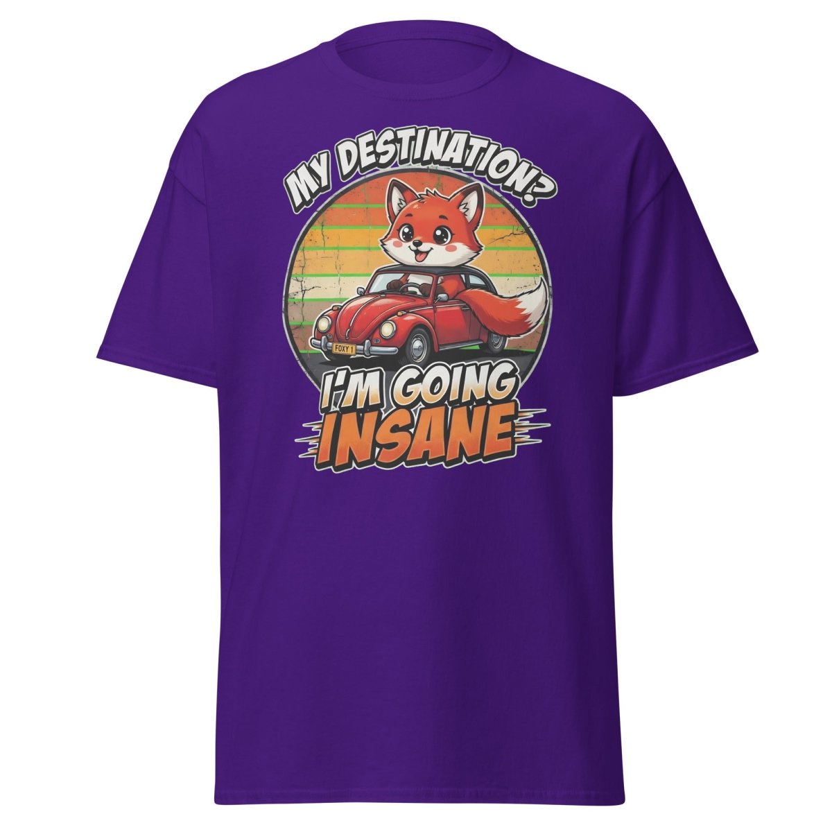 Funny Fox "I'm Going Insane" T-Shirt – Retro Road Trip Tee - Purple - TeeRipple
