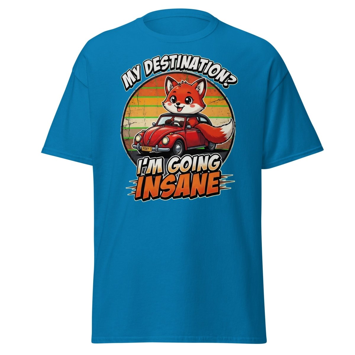 Funny Fox "I'm Going Insane" T-Shirt – Retro Road Trip Tee - Sapphire - TeeRipple