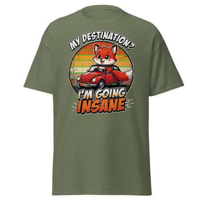 Funny Fox "I'm Going Insane" T-Shirt – Retro Road Trip Tee - Military Green - TeeRipple