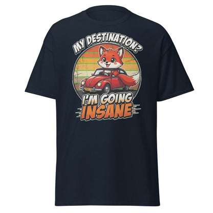 Funny Fox "I'm Going Insane" T-Shirt – Retro Road Trip Tee - Navy - TeeRipple