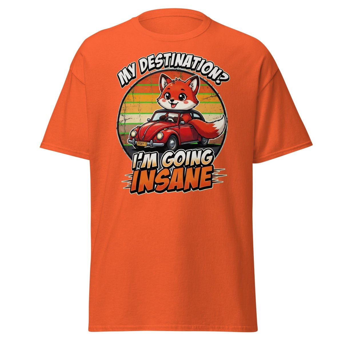 Funny Fox "I'm Going Insane" T-Shirt – Retro Road Trip Tee - Orange - TeeRipple