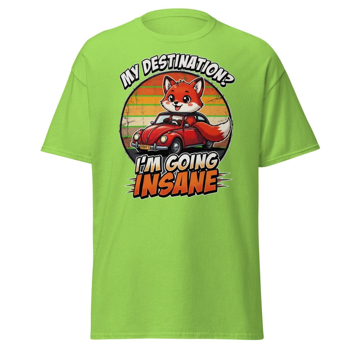 Funny Fox "I'm Going Insane" T-Shirt – Retro Road Trip Tee - Lime - TeeRipple