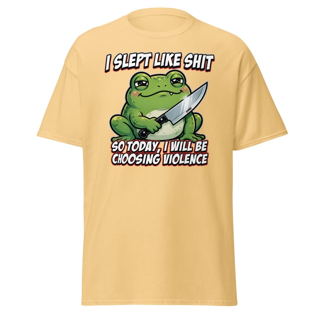 Funny Frog "Choosing Violence" T-Shirt | Slept Like Shit - Yellow Haze - TeeRipple