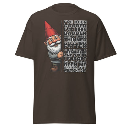 Funny Gnome T-Shirt I've Been Gooder Badder Thinner Fatter - Dark Chocolate - TeeRipple