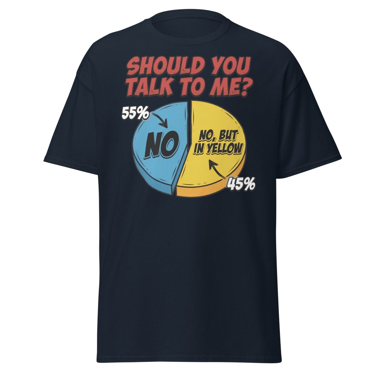 Funny Introvert Pie Chart T-Shirt | Sarcastic Humor Tee - Navy - TeeRipple
