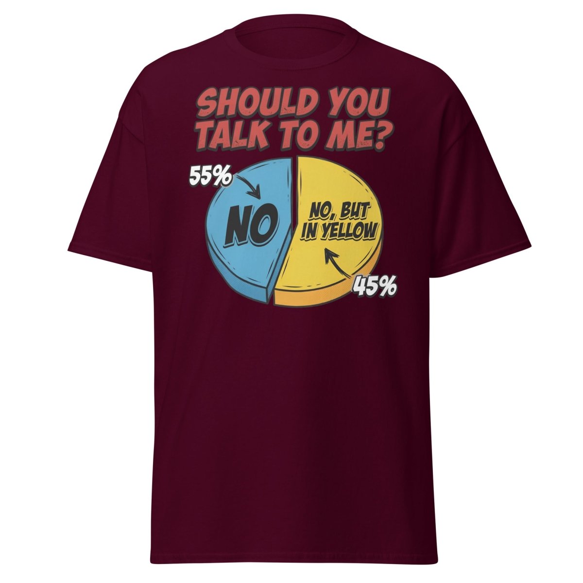 Funny Introvert Pie Chart T-Shirt | Sarcastic Humor Tee - Maroon - TeeRipple