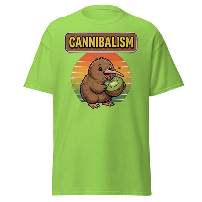 Funny Kiwi Cannibalism T-Shirt - Cartoon Bird Eating Kiwi - Lime - TeeRipple