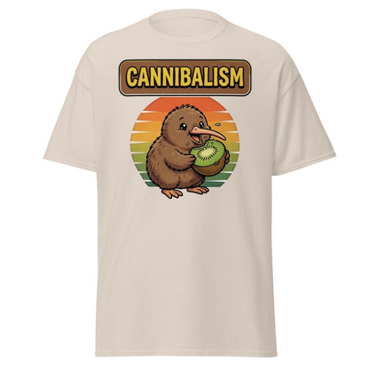 Funny Kiwi Cannibalism T-Shirt - Cartoon Bird Eating Kiwi - Natural - TeeRipple