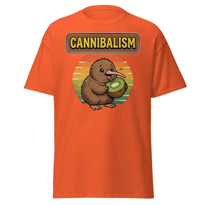 Funny Kiwi Cannibalism T-Shirt - Cartoon Bird Eating Kiwi - Orange - TeeRipple