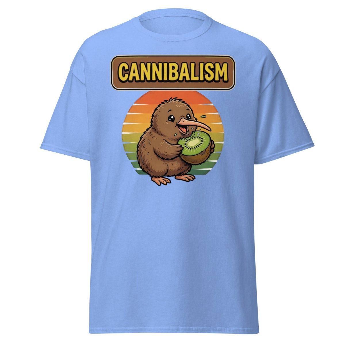 Funny Kiwi Cannibalism T-Shirt - Cartoon Bird Eating Kiwi - Carolina Blue - TeeRipple