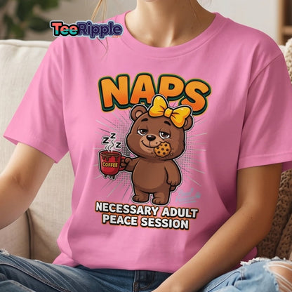 Funny Naps Bear T-Shirt - Necessary Adult Peace Session - Maroon - TeeRipple