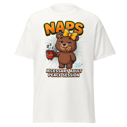 Funny Naps Bear T-Shirt - Necessary Adult Peace Session - White - TeeRipple
