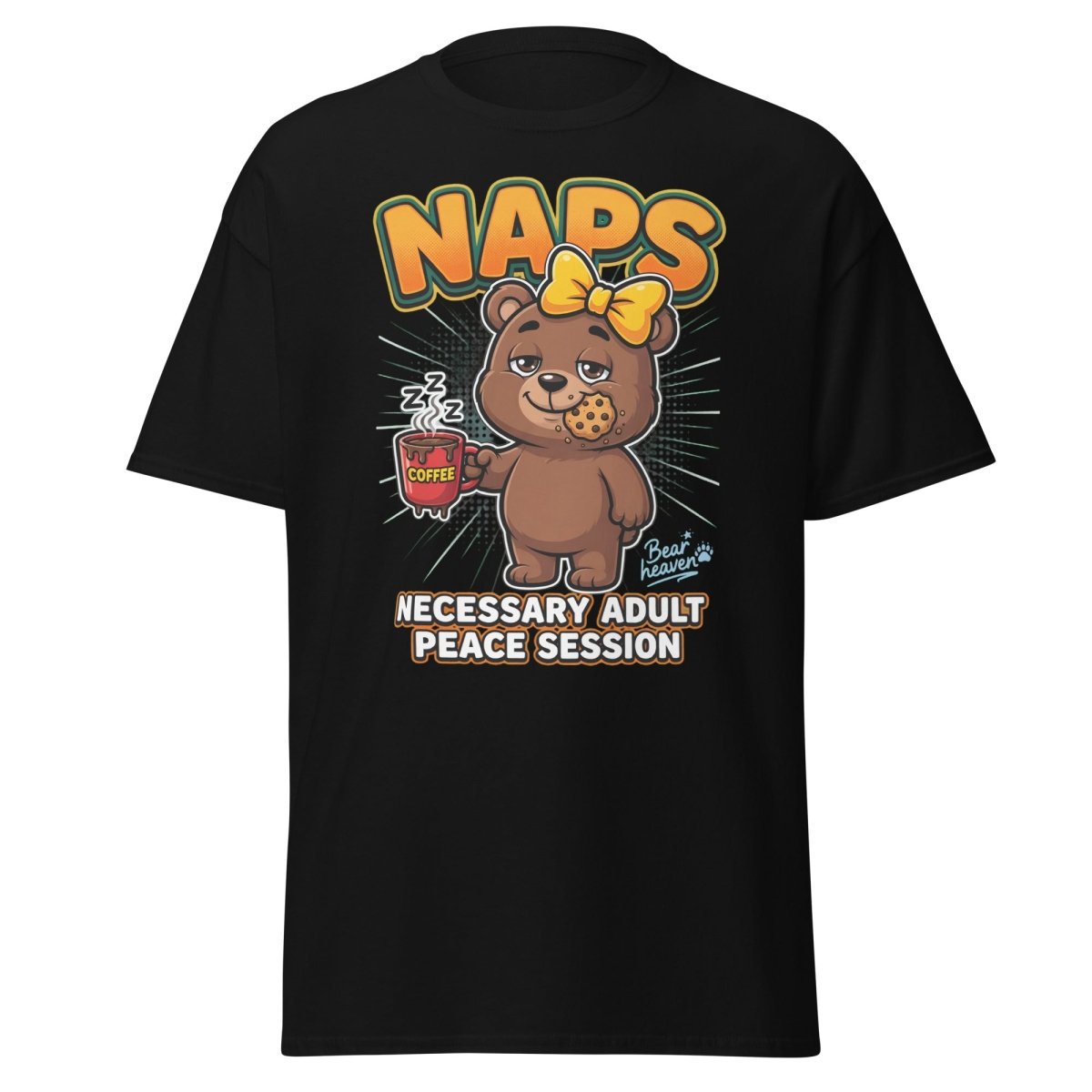 Funny Naps Bear T-Shirt - Necessary Adult Peace Session - Black - TeeRipple