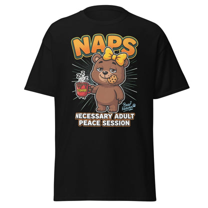 Funny Naps Bear T-Shirt - Necessary Adult Peace Session - Black - TeeRipple